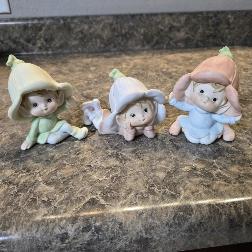 VINTAGE HOMCO [HOME INTERIOR]‎ PIXIE/ELF FIGURINE  #5615 SET